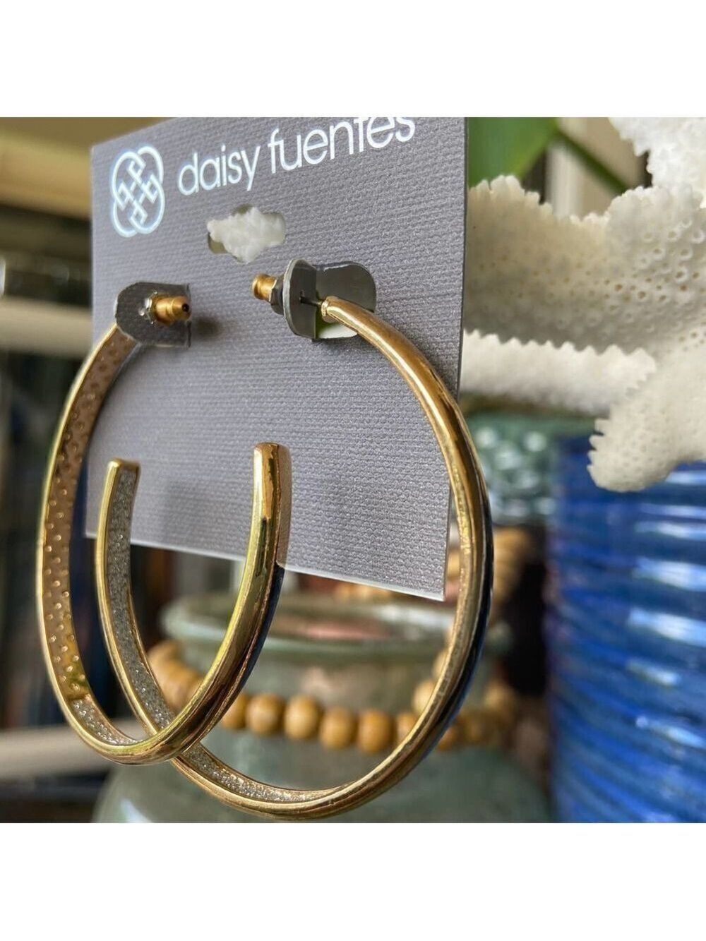 Gold Etched C Hoops Daisy Fuentes Fashion Earrings